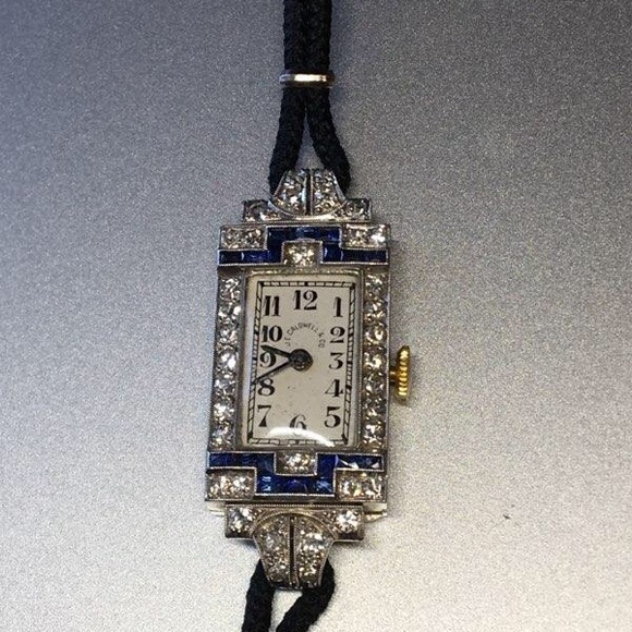 Vintage 1930s J.e. Caldwell & Co platinum watch J.E. Caldwell & Co. Platinum and Diamond Art Deco Watch main image 2